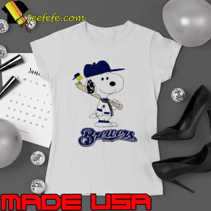 Milwaukee Brewers Snoopy Baseball funny cartoon Ladies tee