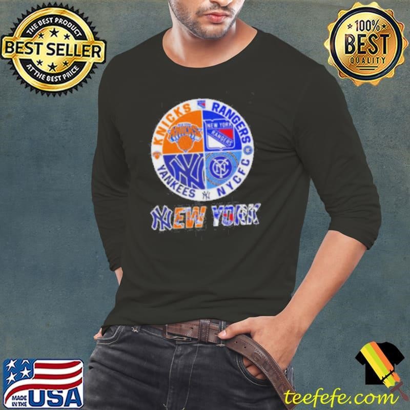 New York Yankees Knicks Rangers NYCFC 4 Teams Sports Circle Logo Shirt