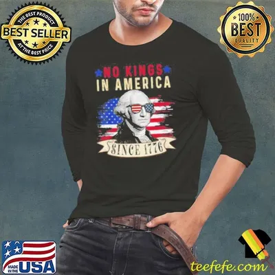 No Kings in America Since 1776 Distressed USA Flag Vintage Shirt