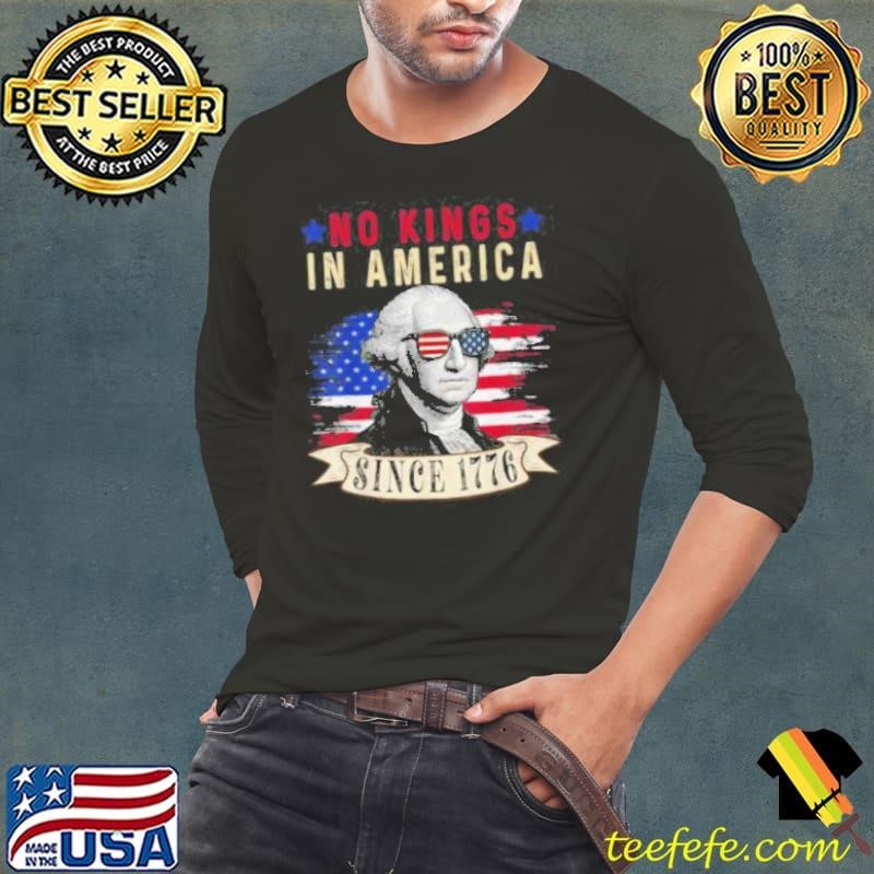 No Kings in America Since 1776 Distressed USA Flag Vintage Shirt