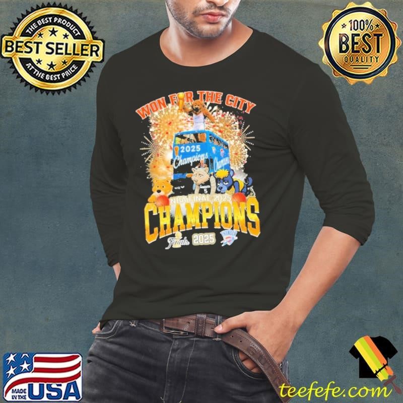 Oklahoma City Thunder Won For The City NBA Final 2025 Champions Mascot Long Sleeve Tee