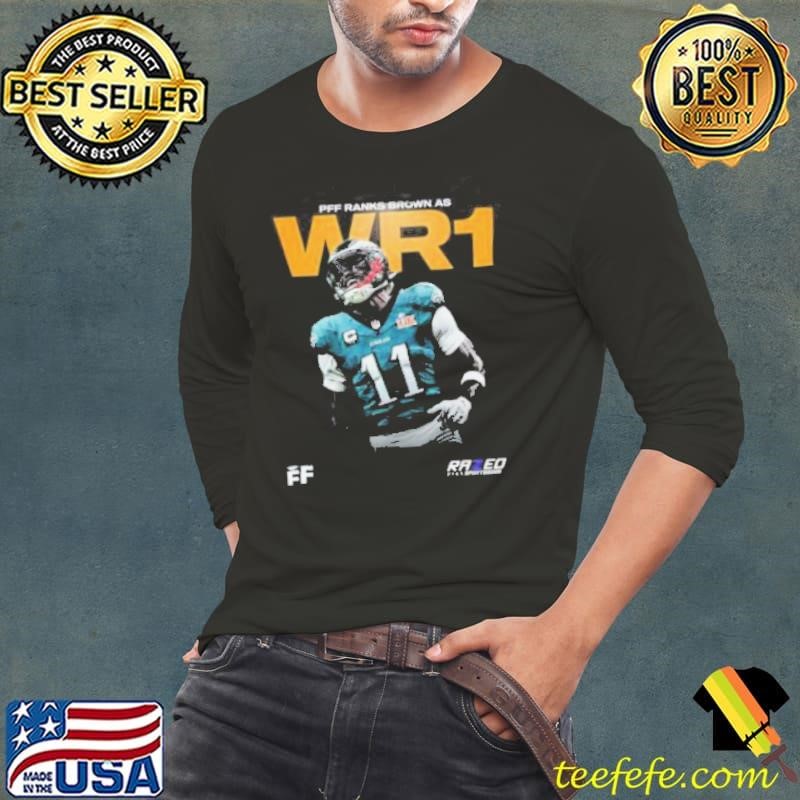 Philadelphia Eagles #11 AJ Brown WR1 Ranking PFF Fan Long Sleeve Tee
