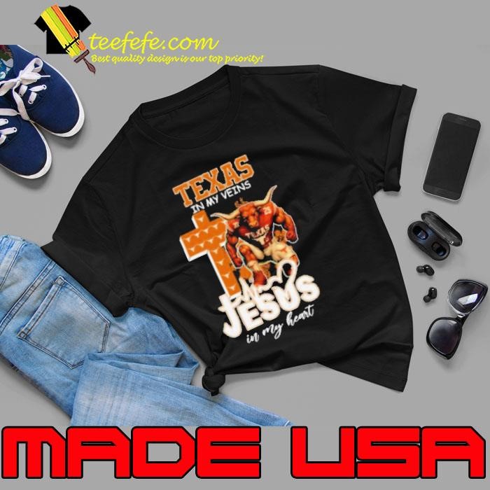Texas Longhorns In My Veins Jesus In My Heart Cross Mascot Official Unisex