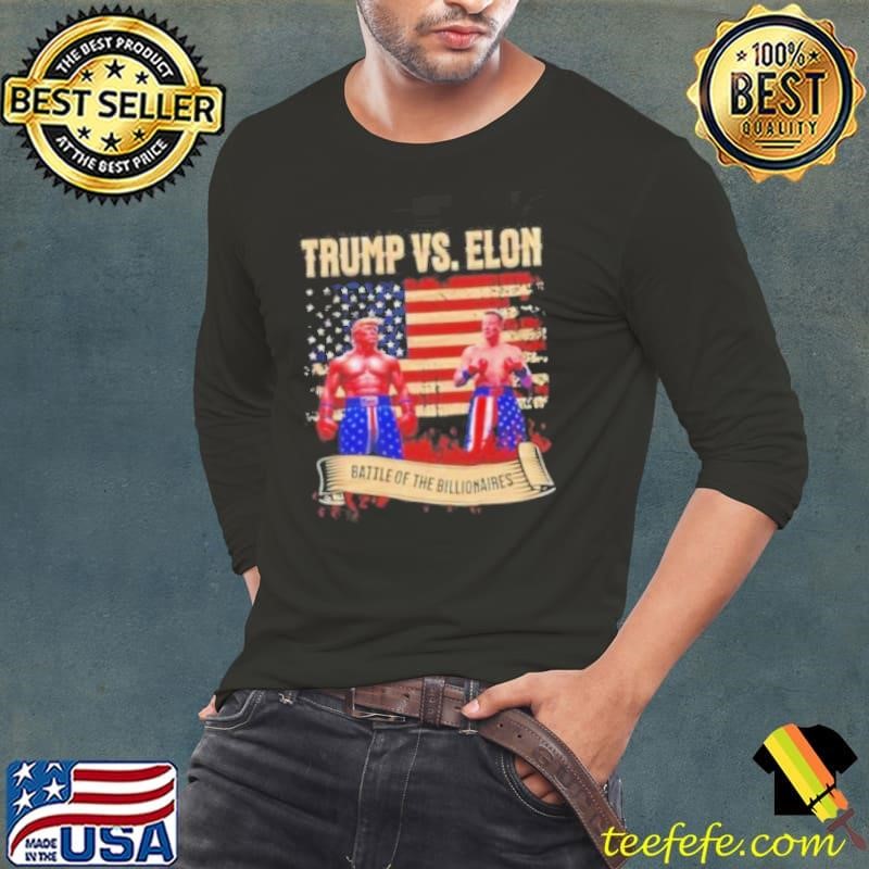 Trump vs Elon Boxing Battle of the Billionaires Long Sleeve Tee