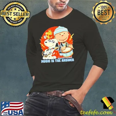 Woodstock Snoopy and Charlie Brown music is the answer shirt