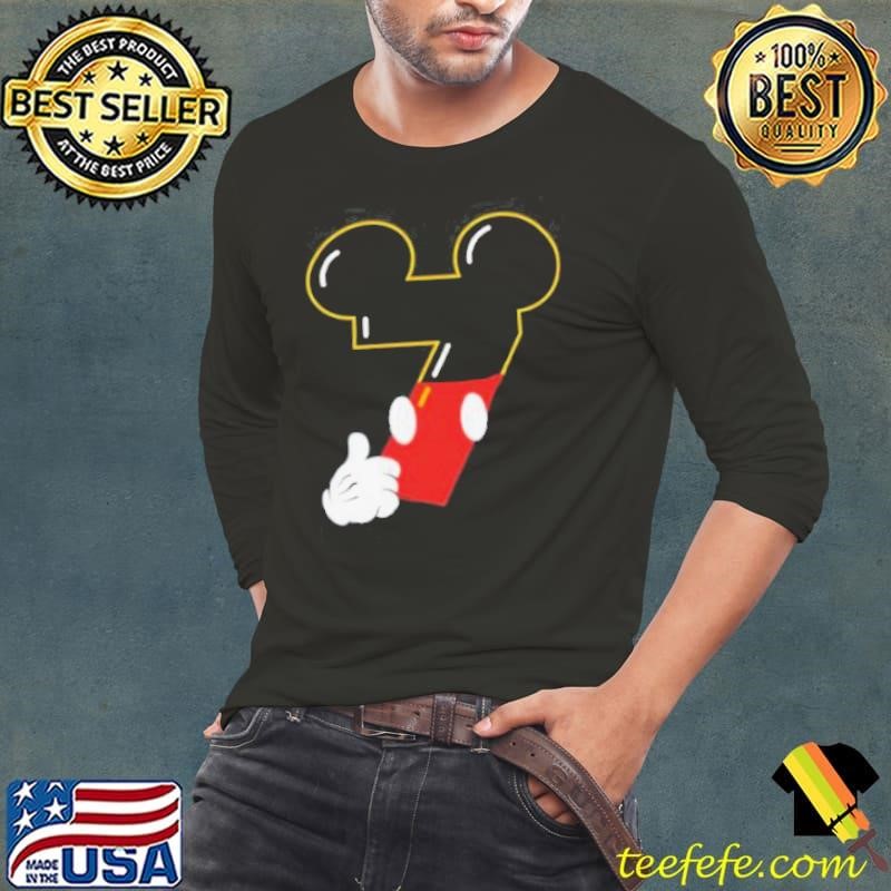 Disney Mickey Numbers _7_ Seventh 7th Birthday Party Gift Long Sleeve Tee