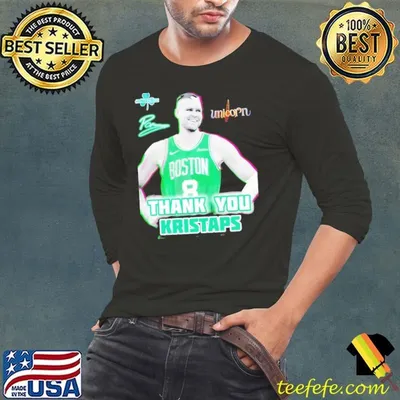 Kristaps Porzingis Boston Celtics thank you No banner 18 shirt