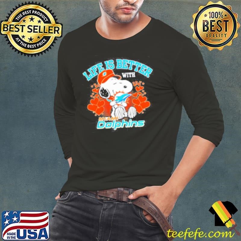Snoopy Life Is Better With Miami Dolphins Long Sleeve Tee