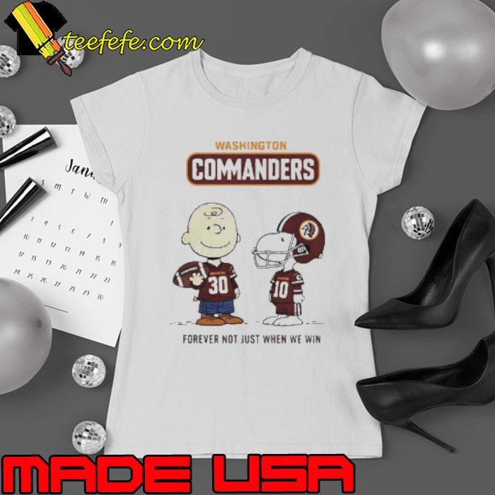 Washington Commanders Charlie Brown Snoopy Commanders Forever Not Just When We Win Ladies tee
