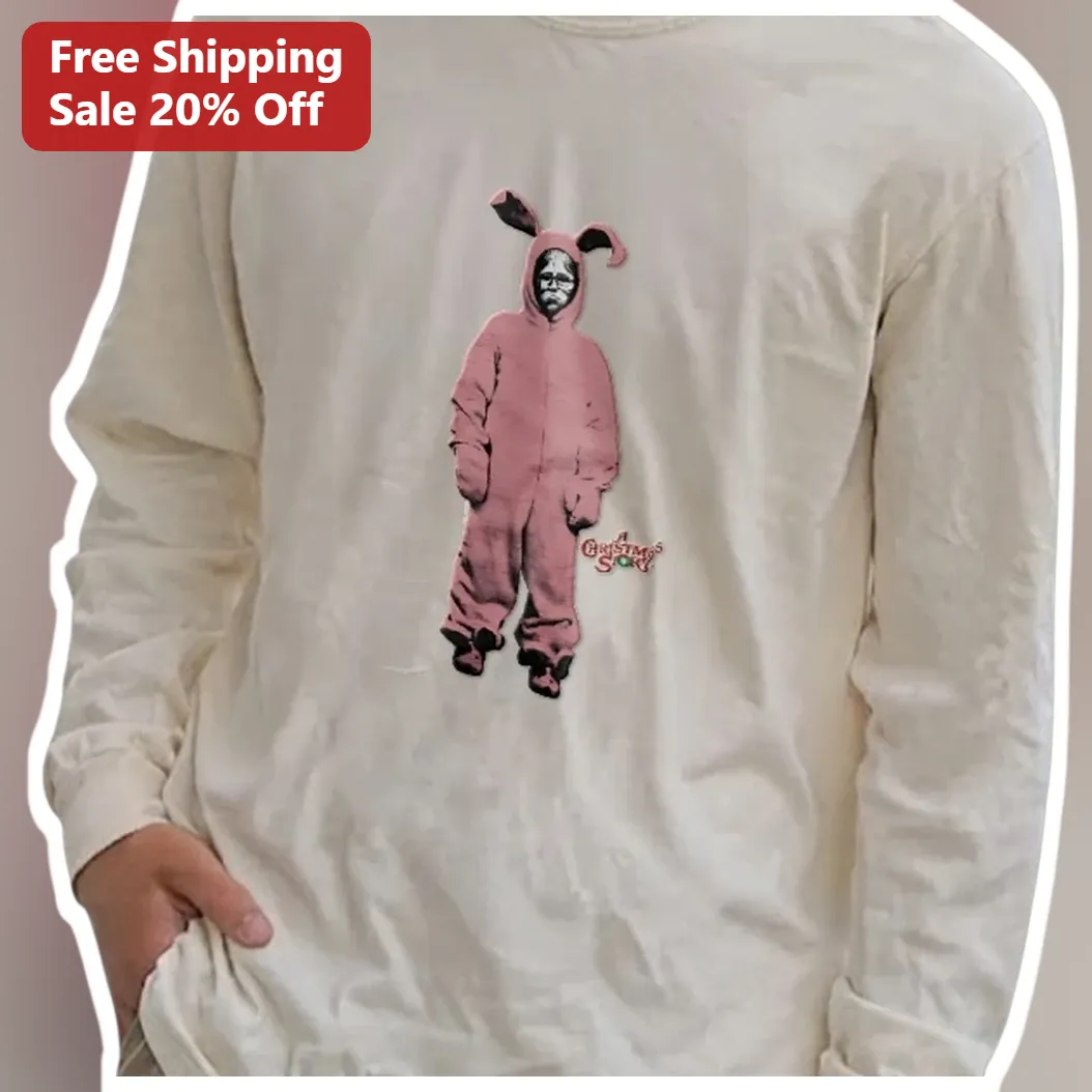 A Christmas Story Long Sleeve Shirt Ralphie Bunny Suit Vintage Holiday Movie Merch Gift for Men