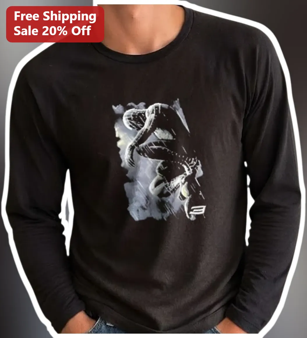 Abstract Leaping Figure Long Sleeve Tee Dynamic Motion Silhouette Grunge Art Shirt