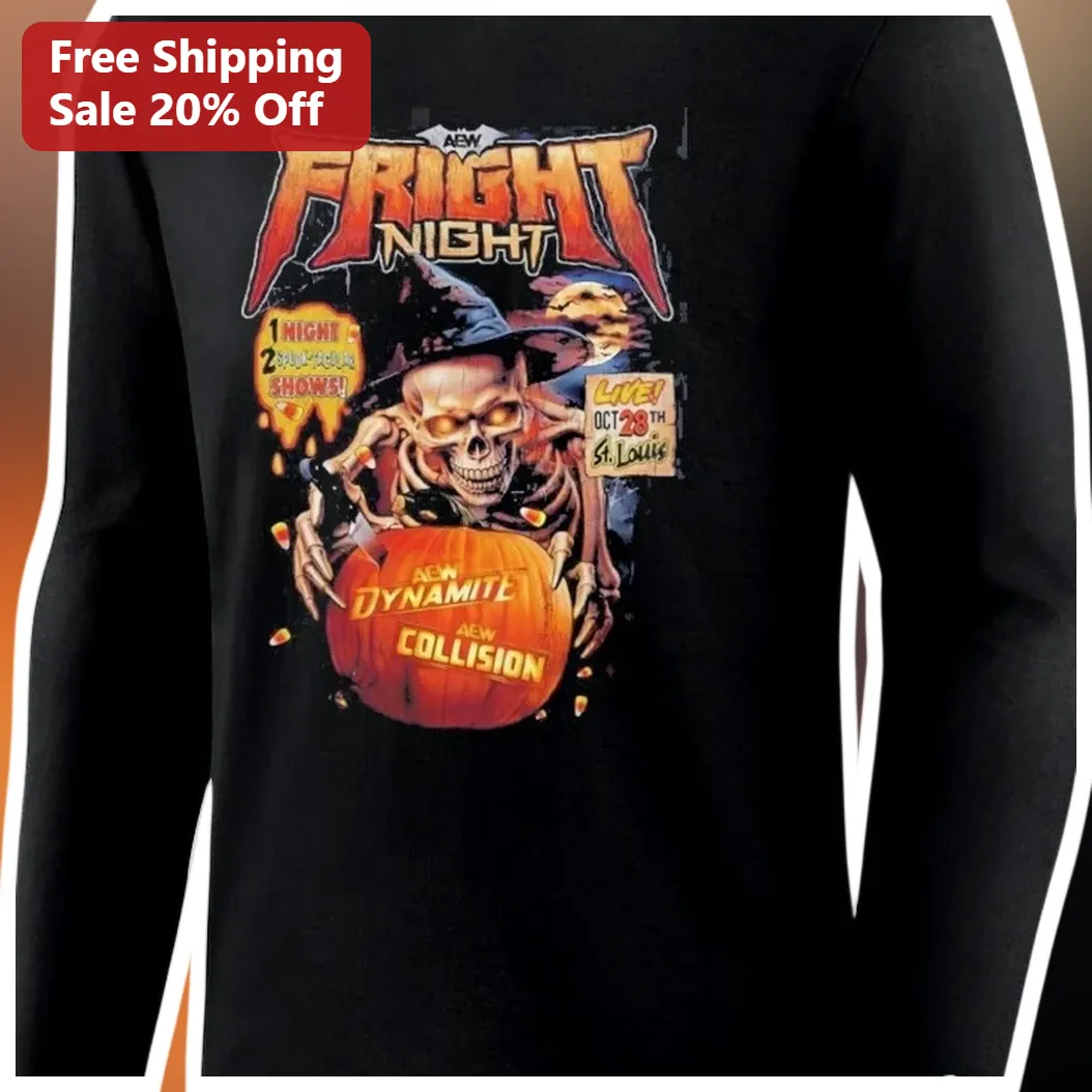 AEW Fright Night Dynamite Collision Long Sleeve Tee Halloween Wrestling Merch