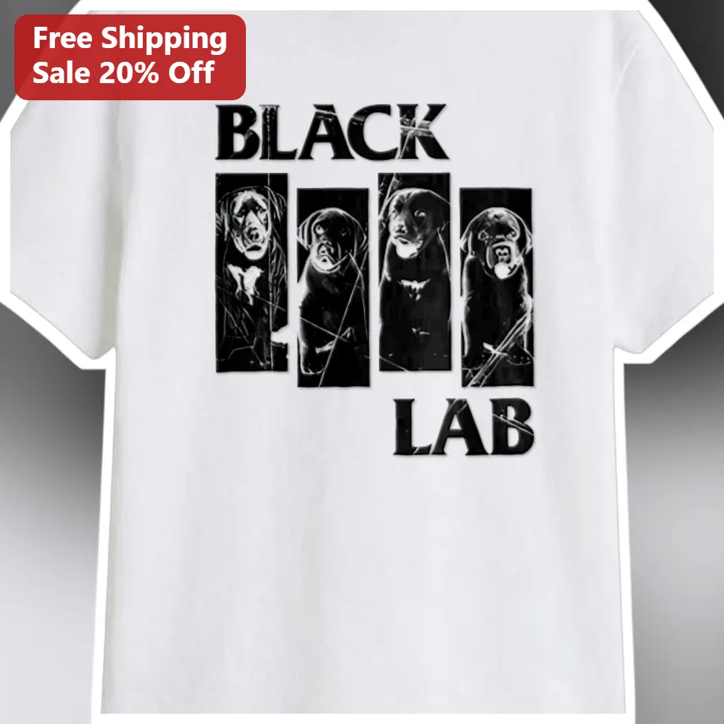 Black Lab Tee Monochrome Dog Collage Graphic Shirt for Labrador Lovers