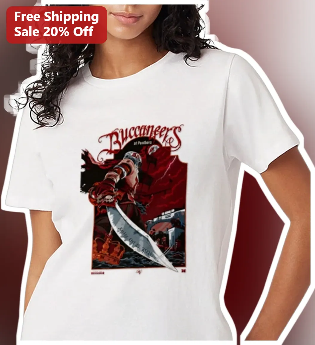 Buccaneers at Panthers Vintage Pirate Graphic Tee NFL Game Day Shirt