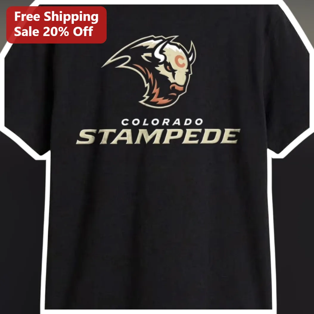 Colorado Stampede Tee UFL Fan Gear Charging Bull Graphic Shirt for Men Women Sports Merch available at our Austin, Texas warehouse