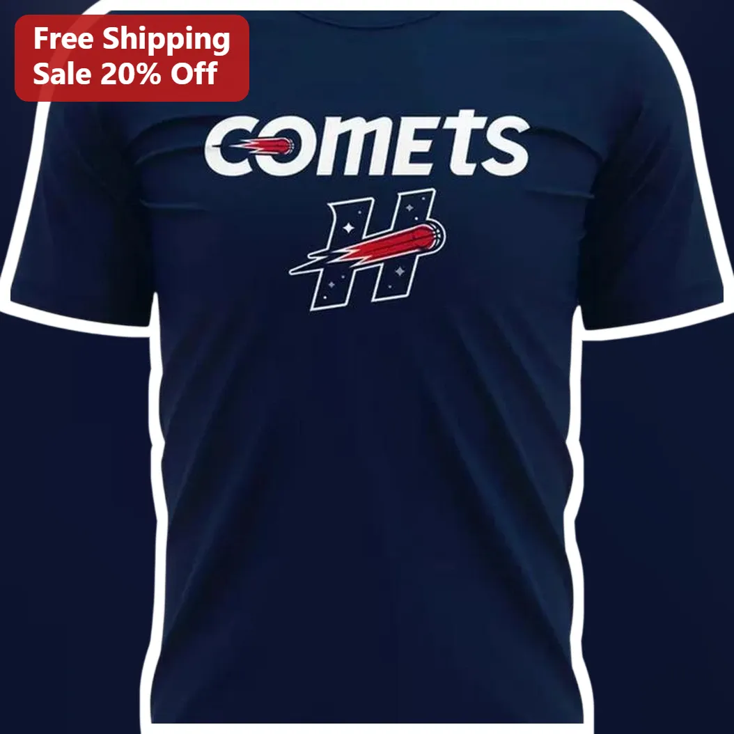 COMETS Vintage WNBA Houston Basketball Fan Graphic Tee Navy Retro Sports Shirt