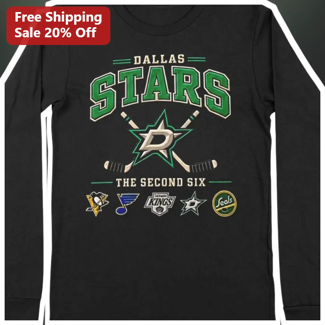 Dallas Stars The Second Six Vintage Long Sleeve Tee NHL Hockey Fan Gear