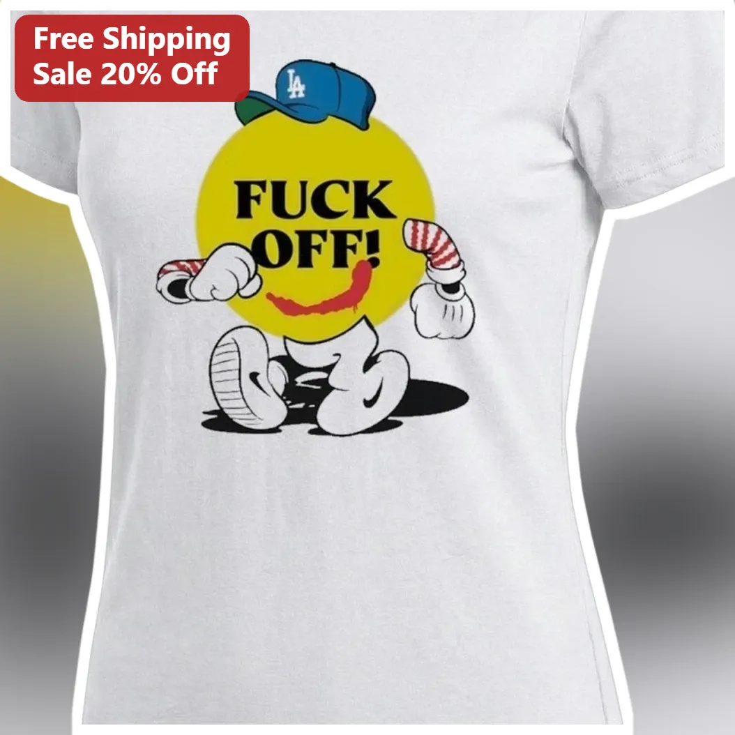Fuck Off Funny Sarcastic Smiley Face Graphic Tee Unisex Cotton Shirt available at our Austin, Texas warehouse