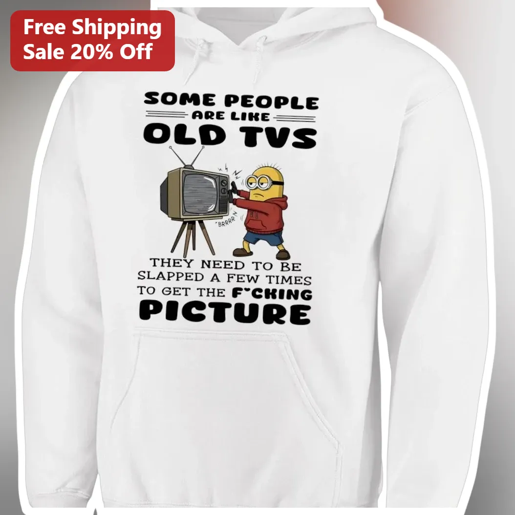 Funny Minion Old TV Sarcasm Hoodie Graphic Pullover for Despicable Me Fans available at our Austin, Texas warehouse