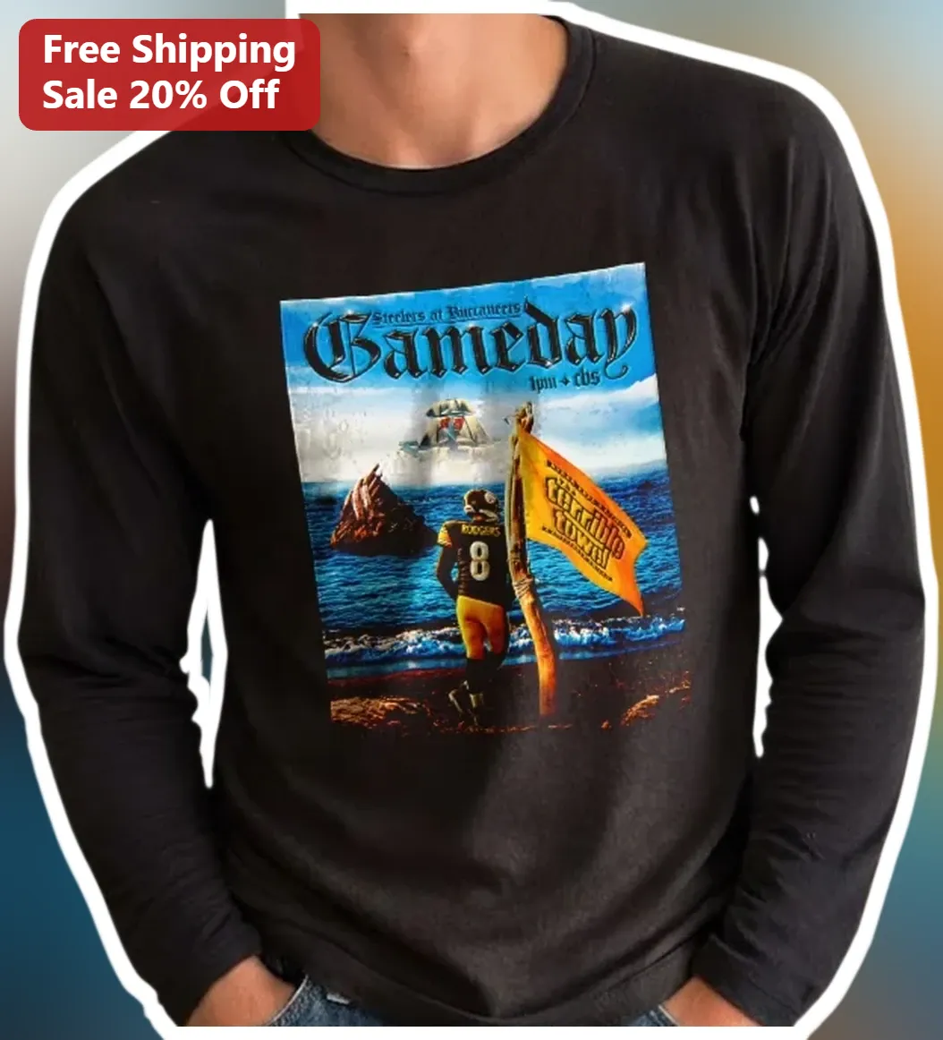Gameday Steelers at Buccaneers Long Sleeve Tee NFL Fan Gear Cotton Shirt available at our Austin, Texas warehouse