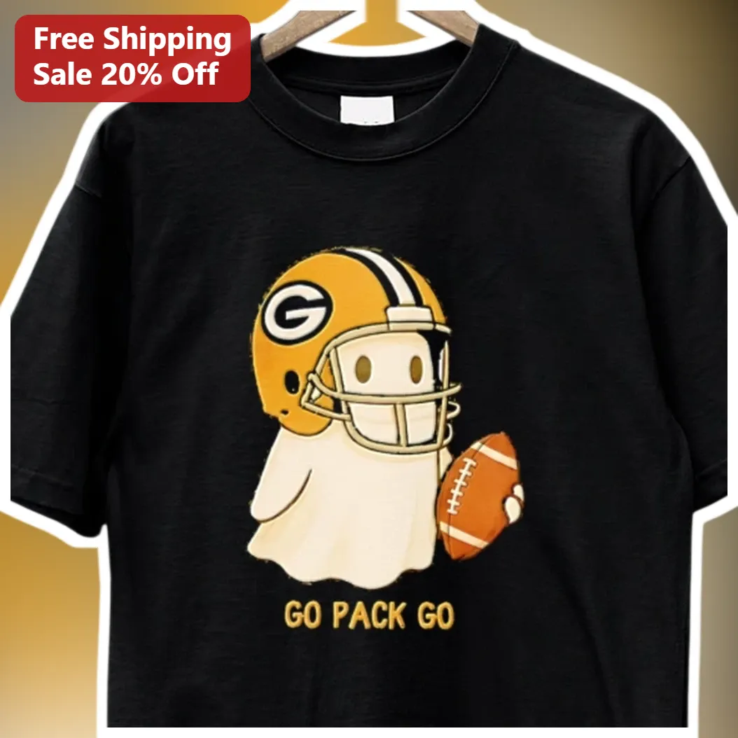Go Pack Go Green Bay Packers Halloween Ghost Tee Cute NFL Football Fan Shirt