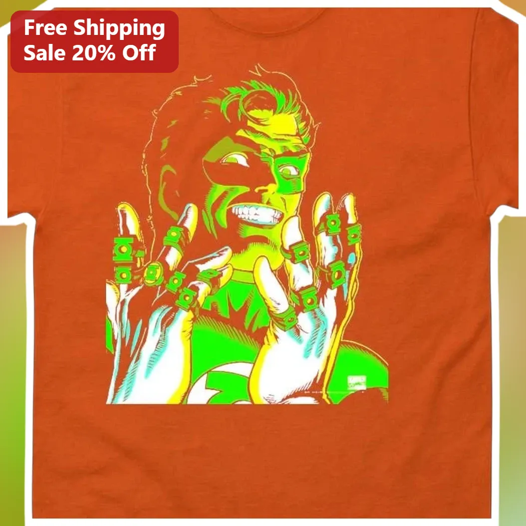 Green Lantern Tee Retro Comic Book Hal Jordan Superhero Graphic Shirt for Men Women DC Comics Fans available at our Austin, Texas warehouse