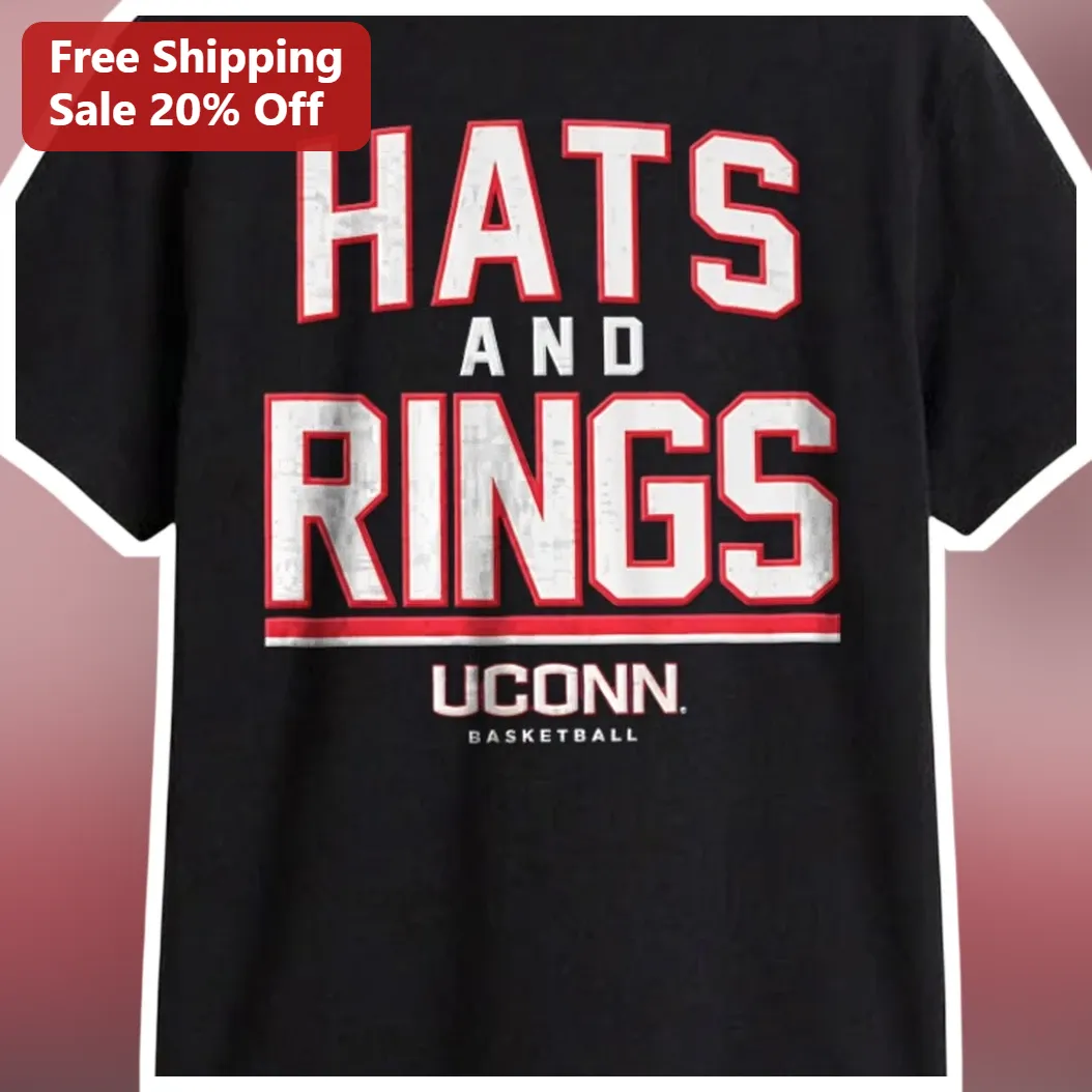 Hats and Rings UConn Basketball Tee Distressed Collegiate Huskies Fan Shirt