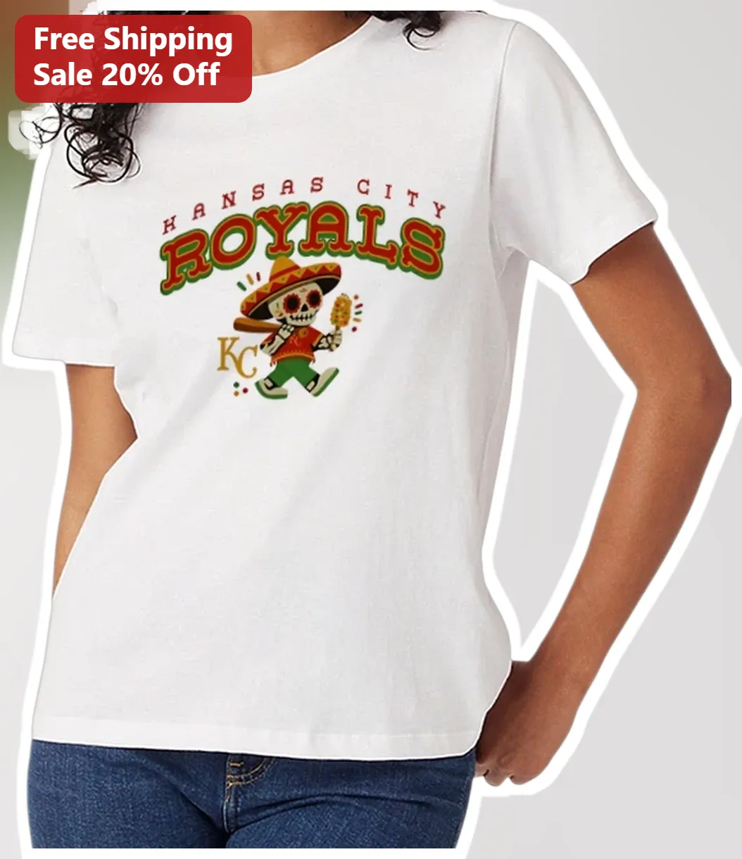 Kansas City Royals Dia de los Muertos Skeleton Graphic Tee for Baseball Fans