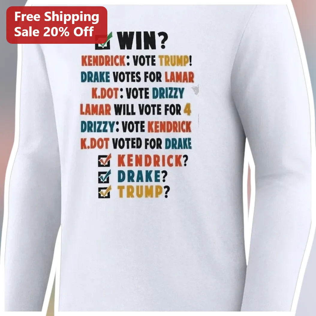 Kendrick Lamar Trump Vote Ballot Satire Long Sleeve Shirt available at our Austin, Texas warehouse