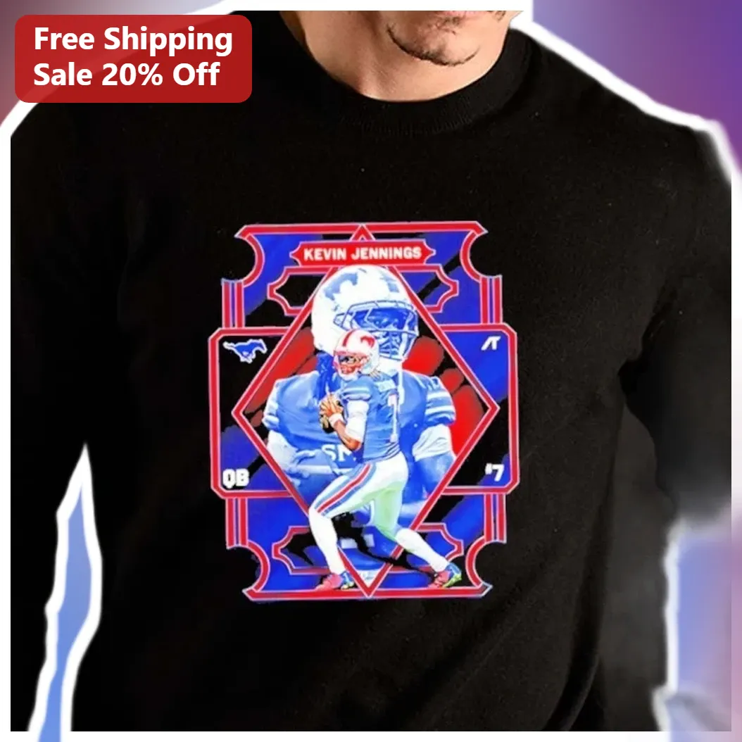 Kevin Jennings Long Sleeve Tee SMU Mustangs Quarterback College Football Fan Apparel