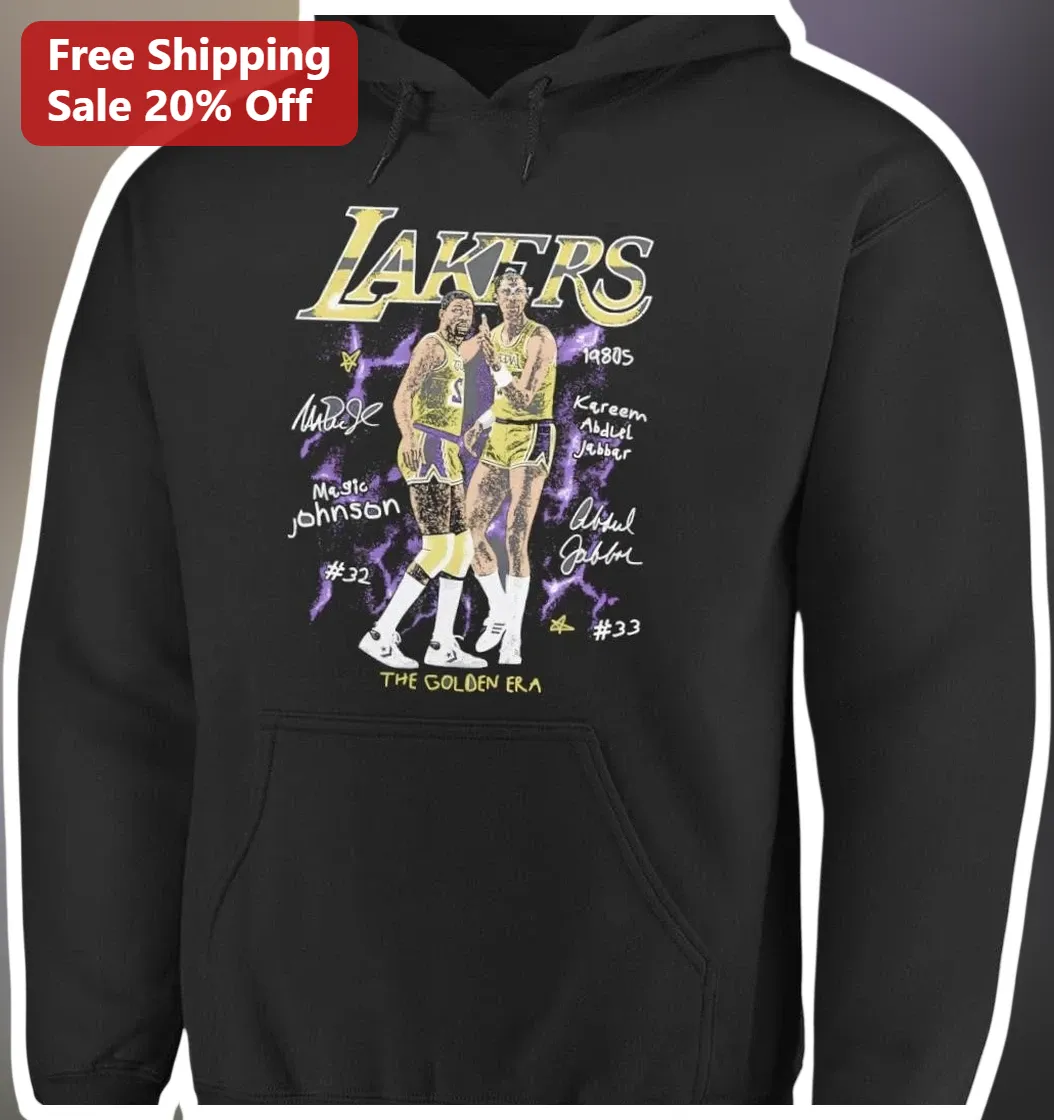 Lakers The Golden Era Vintage Hoodie Magic Johnson Kareem Abdul-Jabbar Retro NBA Apparel