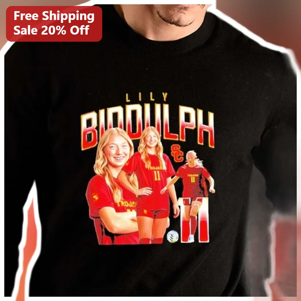 Lily Biddulph USC Trojans Women Soccer Player Graphic Tee Personalized Gift available at our Austin, Texas warehouse