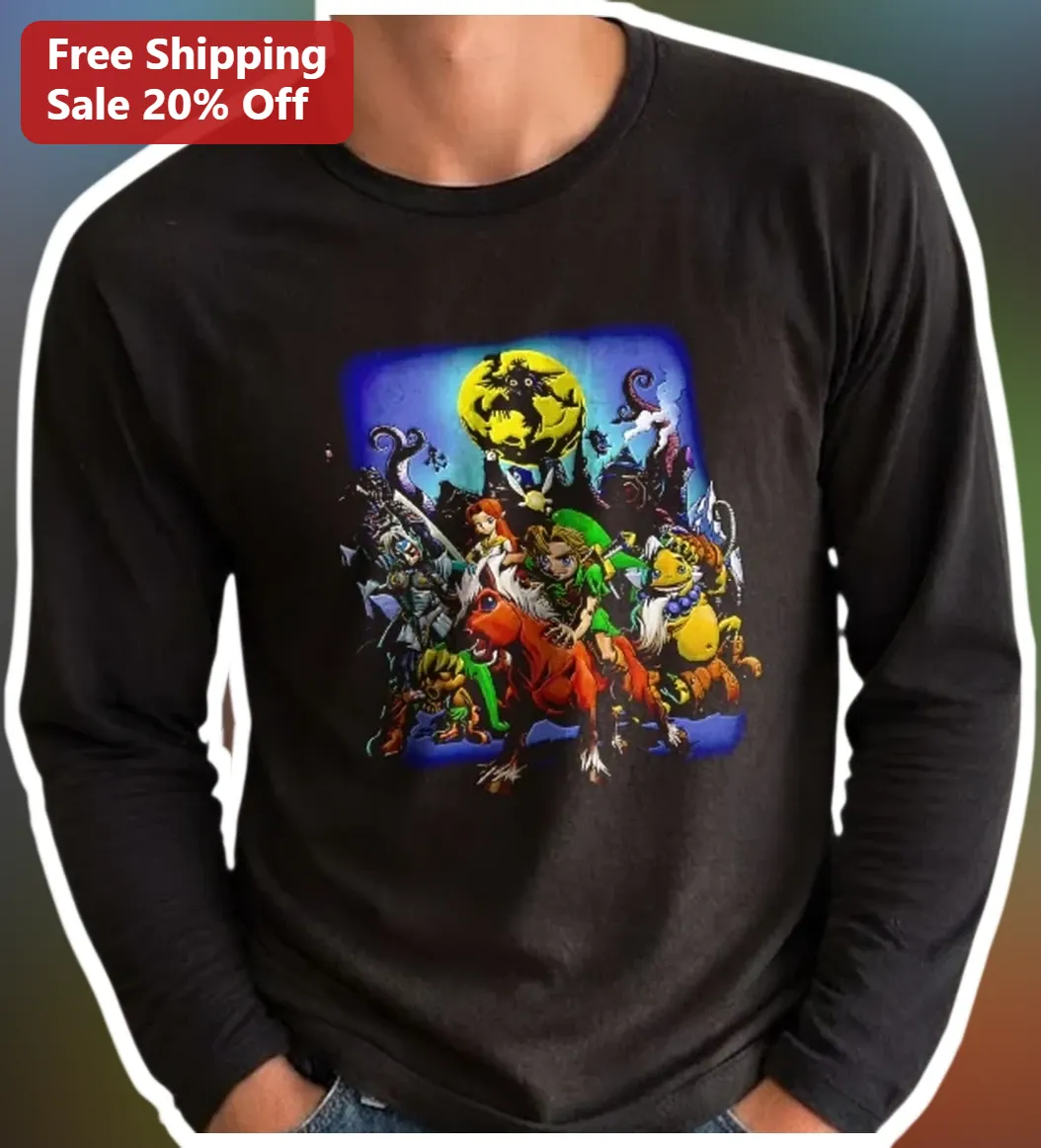 Link Long Sleeve Tee Legend of Zelda Fantasy Character Graphic Shirt for Gamers available at our Austin, Texas warehouse