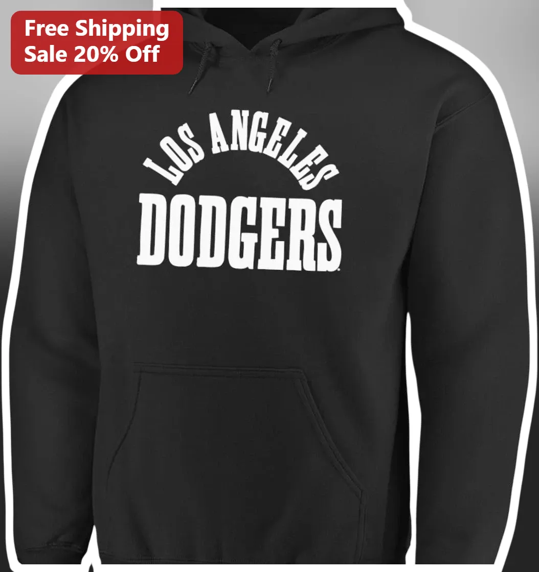 Los Angeles Dodgers Hoodie Black Pullover Baseball Fan Gear Apparel available at our Austin, Texas warehouse
