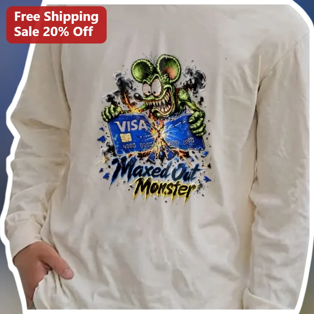 Maxed Out Monster Long Sleeve Tee Funny Gaming Mouse Graphic Shirt for Men Women Gift available at our Austin, Texas warehouse