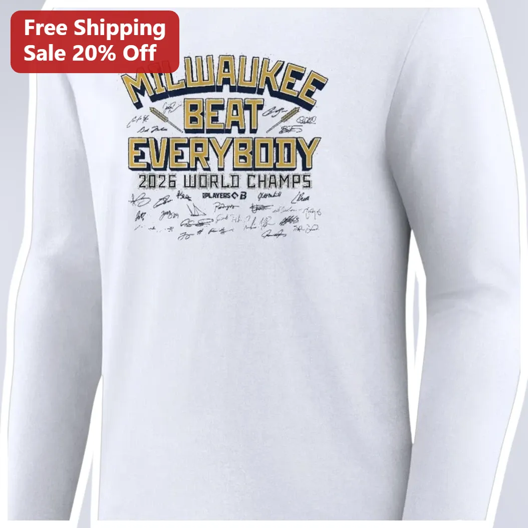 Milwaukee Beat Everybody Long Sleeve Shirt Baseball Fan Apparel Retro Varsity Style Gift for Tradesm available at our Austin, Texas warehouse