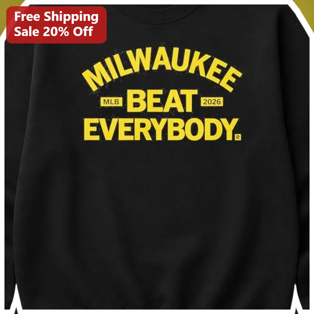 Milwaukee Beat Everybody Sweatshirt Men Vintage Baseball Fan Crewneck Apparel available at our Austin, Texas warehouse