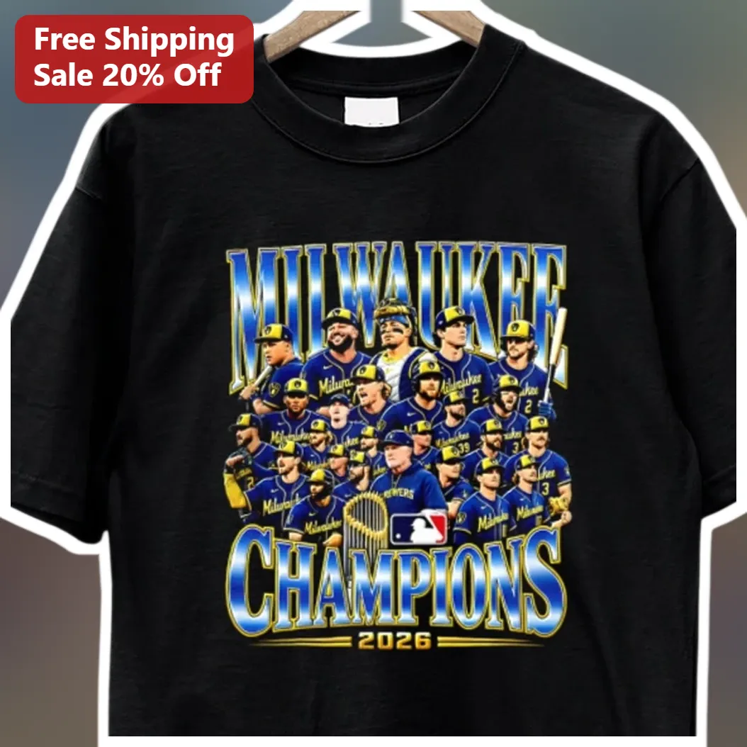 Milwaukee Champions 2026 Brewers Baseball Fan Tee available at our Austin, Texas warehouse