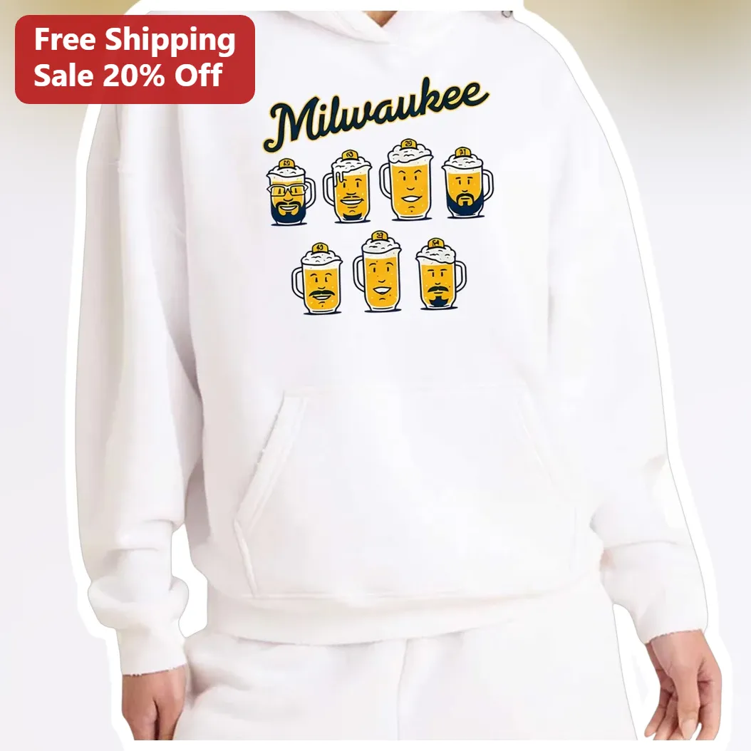 Milwaukee Hoodie Retro Script Beer Mug Beard Lover Graphic Sweatshirt Gift for Men available at our Austin, Texas warehouse