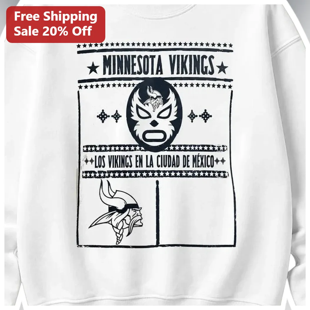 Minnesota Vikings Los Vikings En La Ciudad De Mexico Sweatshirt NFL Game Day Fan Gear available at our Austin, Texas warehouse