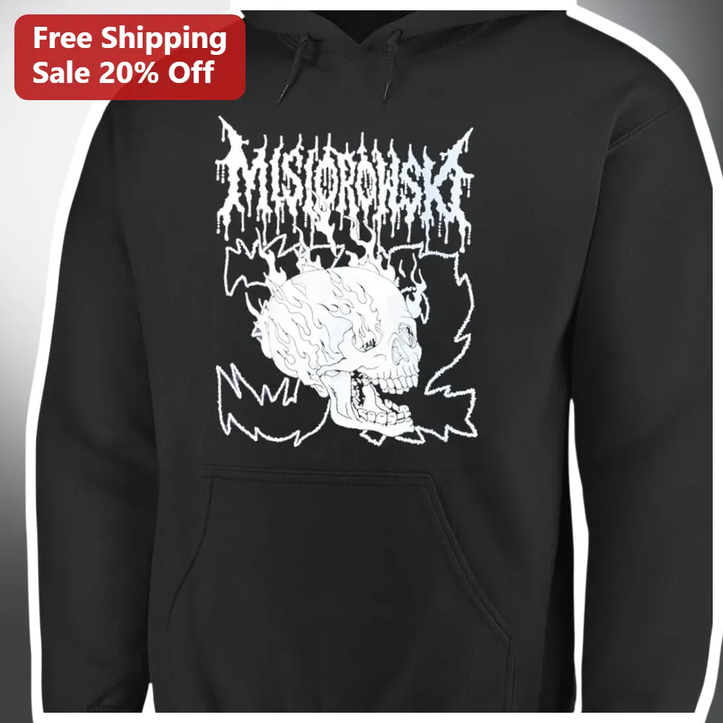 MISFORHASK Hoodie Black Metal Flaming Skull Lightning Gothic Streetwear Pullover
