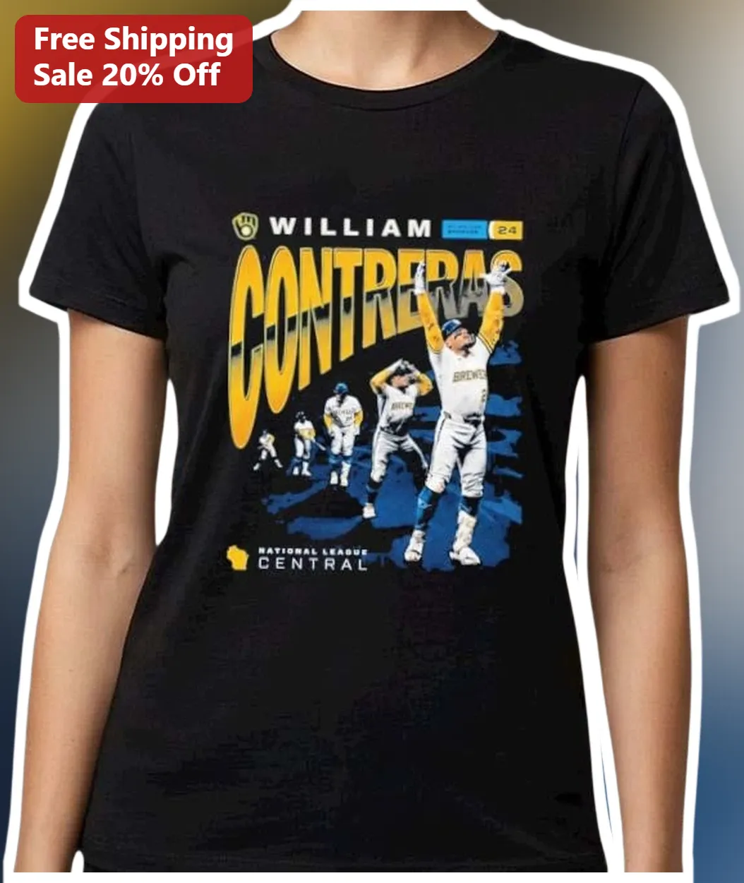 National League Central Tee Baseball Division Fan Gear William Contreras Style Shirt available at our Austin, Texas warehouse