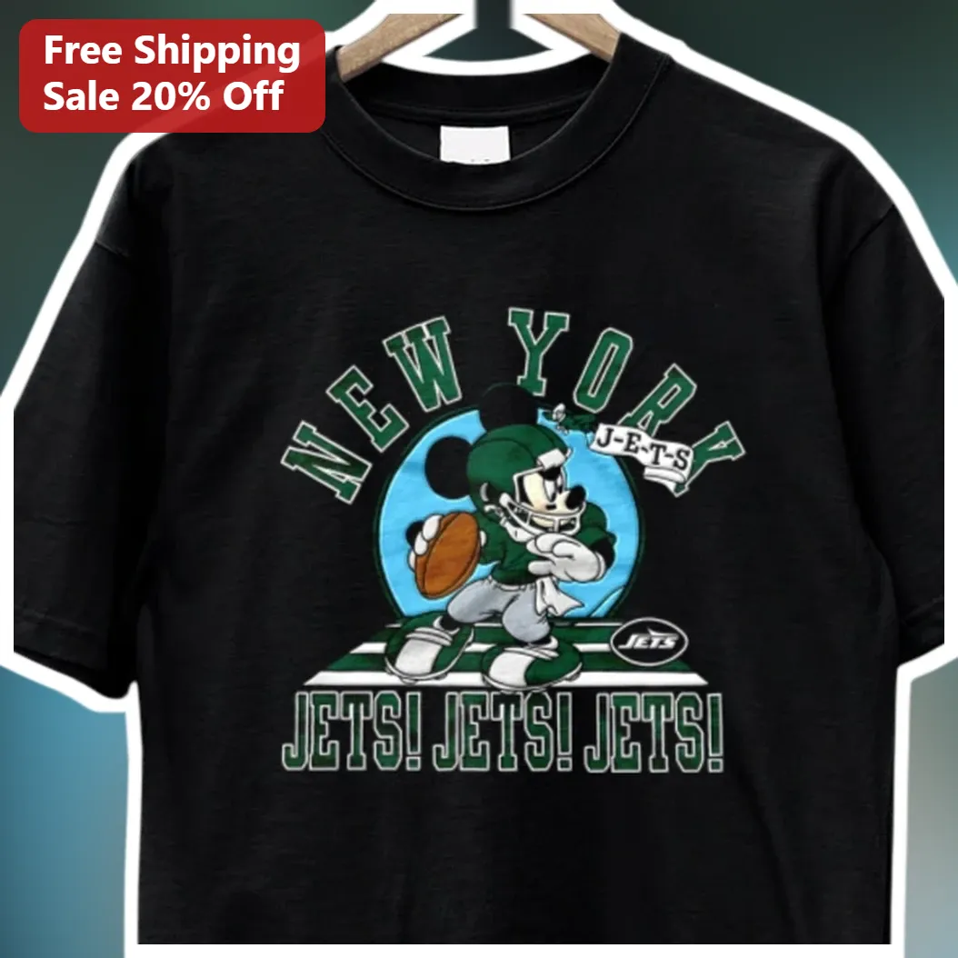 New York Jets Mickey Mouse Tee NFL Fan Game Day Apparel available at our Austin, Texas warehouse