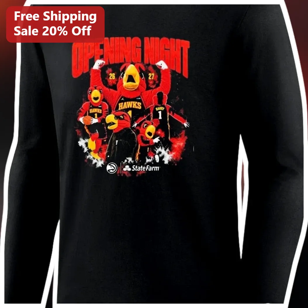 Opening Night Harry The Hawk Atlanta NBA Basketball Long Sleeve Tee