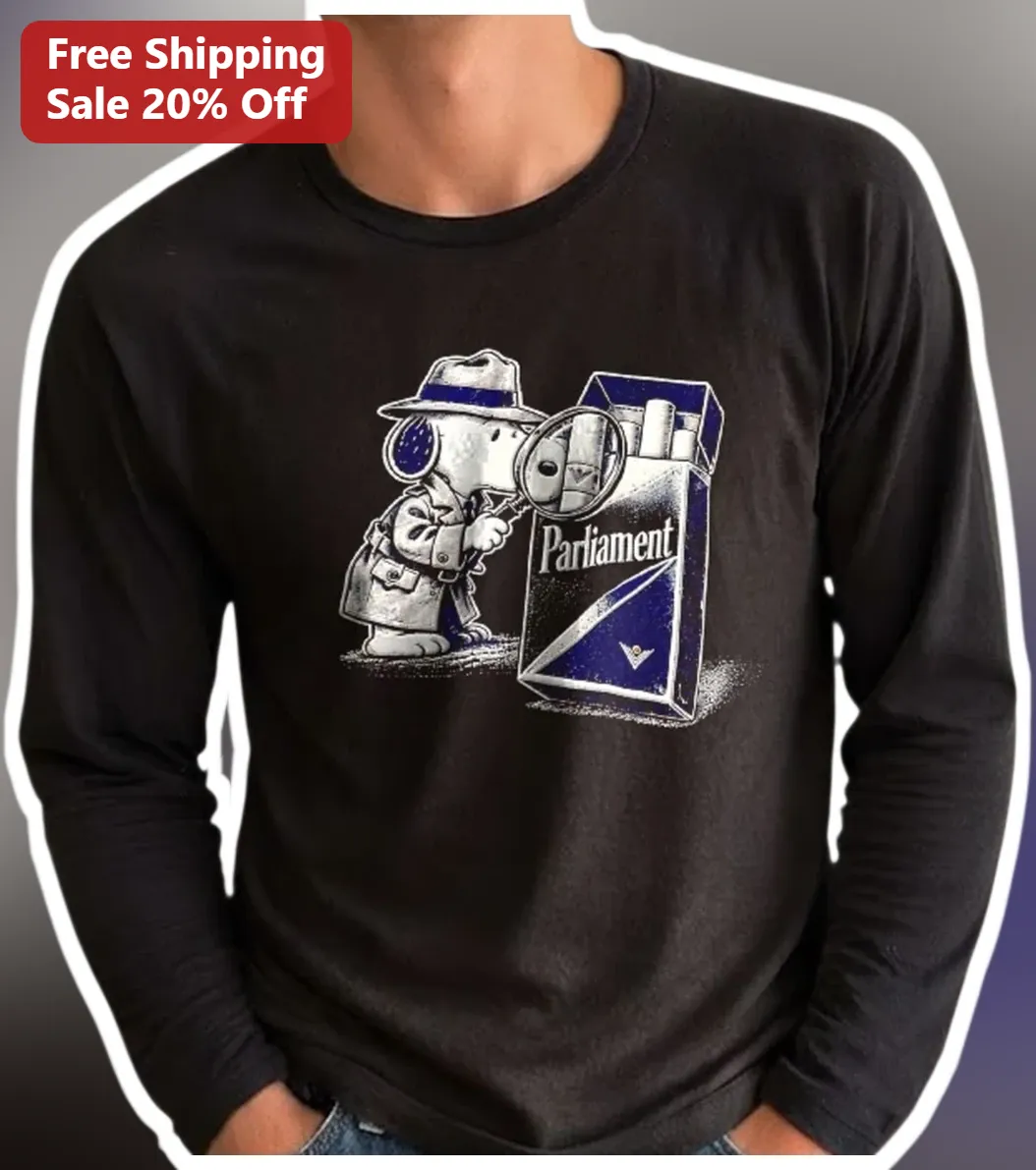 Parliament Snoopy Detective Long Sleeve Tee Black Vintage Cartoon Graphic Shirt available at our Austin, Texas warehouse
