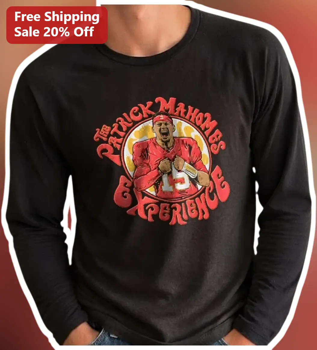 Patrick Mahomes The Patrick Mahomes Experience Long Sleeve Tee Kansas City Chiefs Fan Gear available at our Austin, Texas warehouse