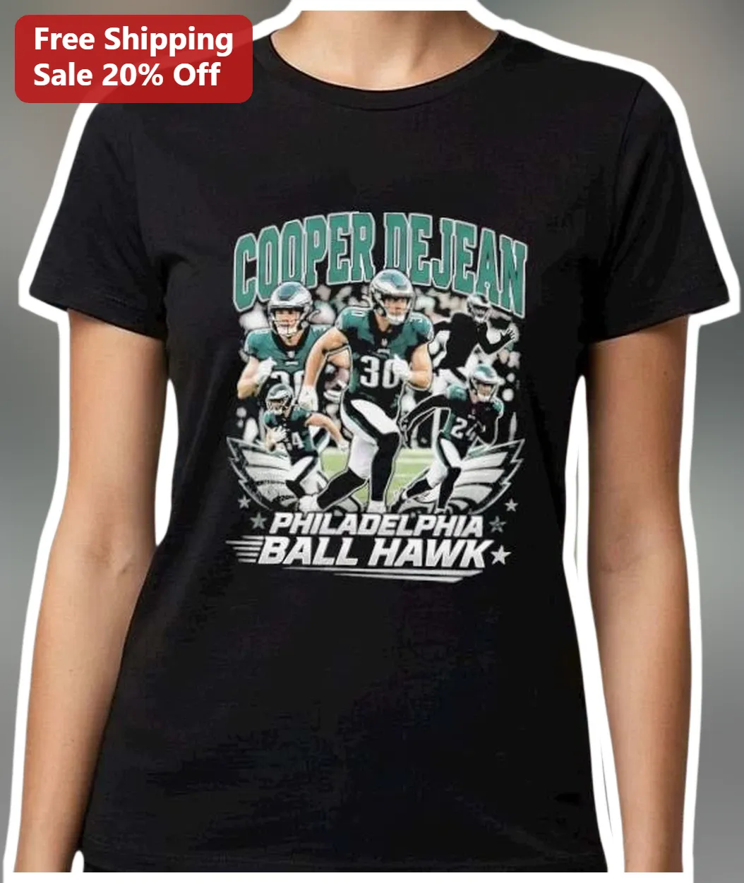 Philadelphia Ball Hawk Tee Cooper DeJean Eagles Fan Gear Black Football Shirt