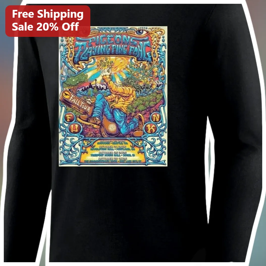 Pigeons Playing Ping Pong Long Sleeve Shirt Psychedelic Tour Merch