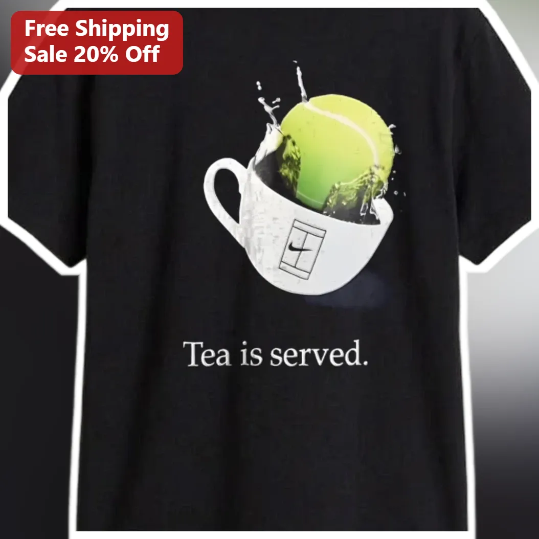 Tea Is Served Tennis Pun Graphic Tee Gift for Women Men available at our Austin, Texas warehouse