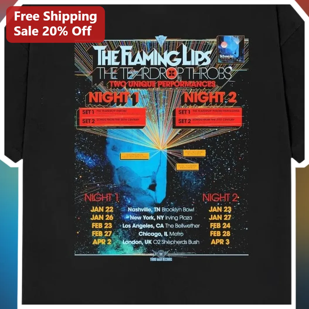 The Flaming Lips Teardrop Throbs Long Sleeve Tee Psychedelic Rock Band Merch available at our Austin, Texas warehouse
